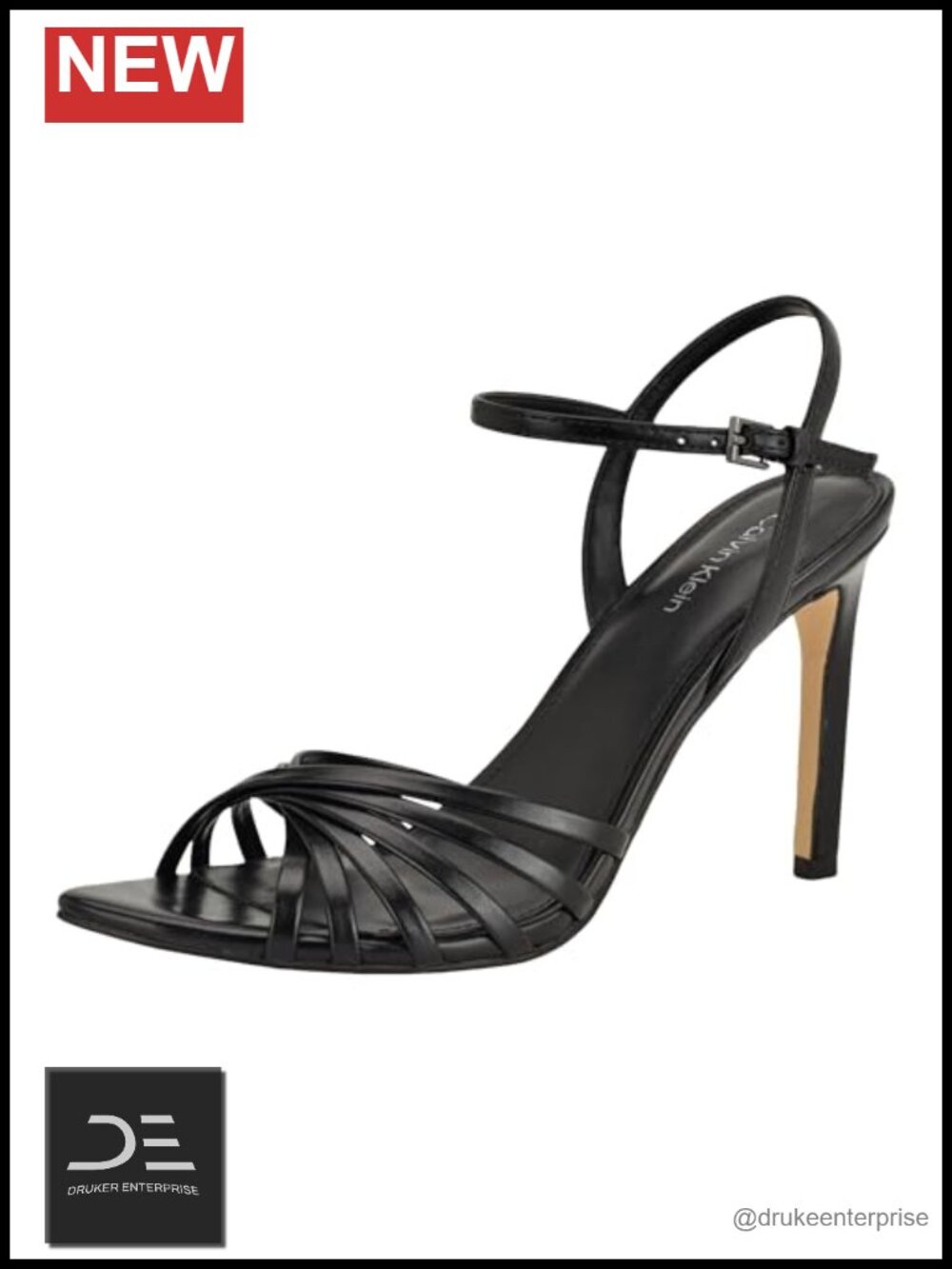 Calvin Klein Daniella Heeled Sandals Faux Leather 3.62" Heel